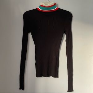 NEW Proenza Schouler White Label PSWL Black Striped Turtleneck